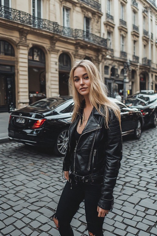 Leather Jacket Luxury Car Paris