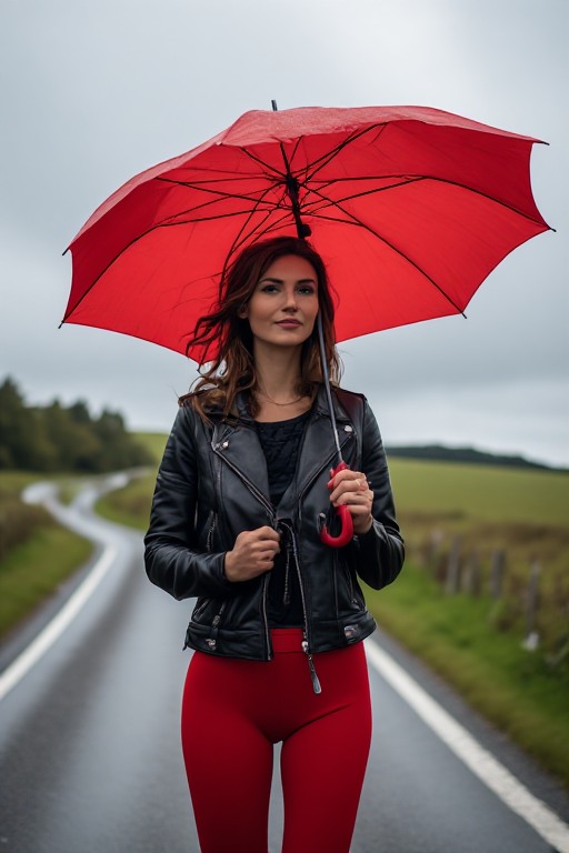 Red Umbrella Walk Country Road