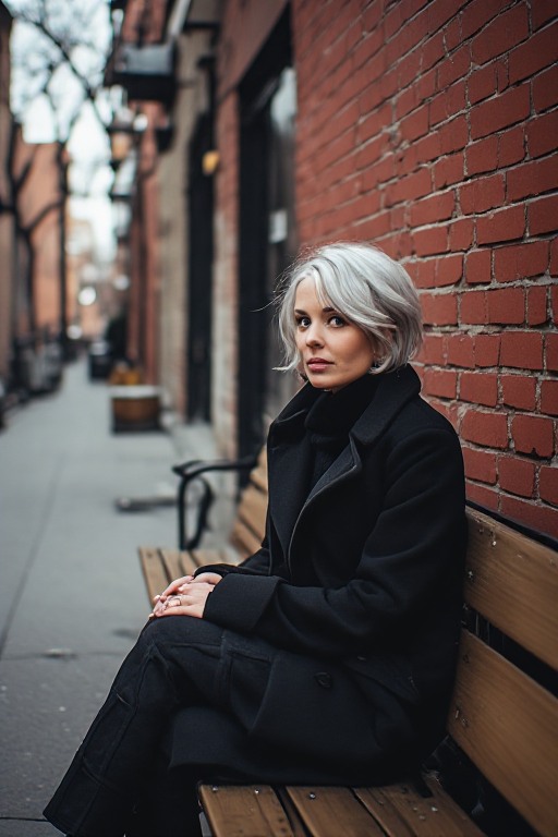 Silver Pixie Cut City Bench