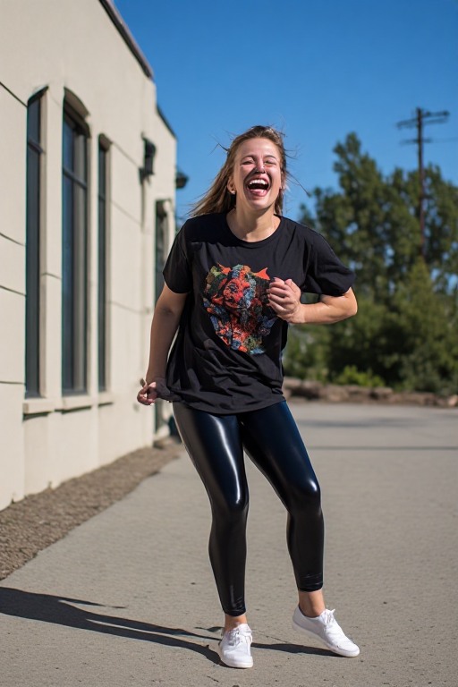 Sunny Courtyard Dance Shiny Leggings