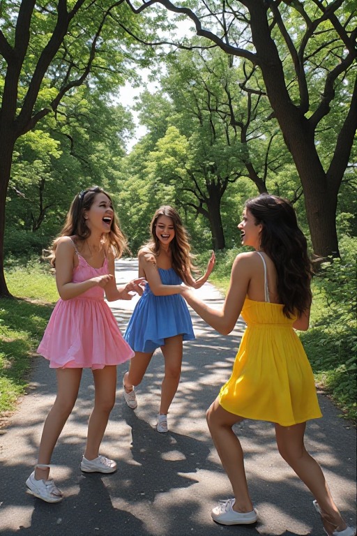 Three Friends Three Bright Dresses